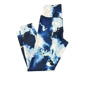 Sage Collective Blue Tie Dye Clouds Athletic Fitness Workout Leggings Size M